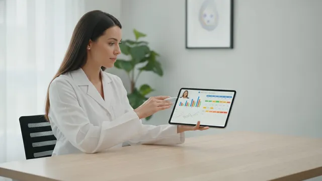 Clinician reviews lab results and a dose titration schedule on a tablet during a video telehealth visit